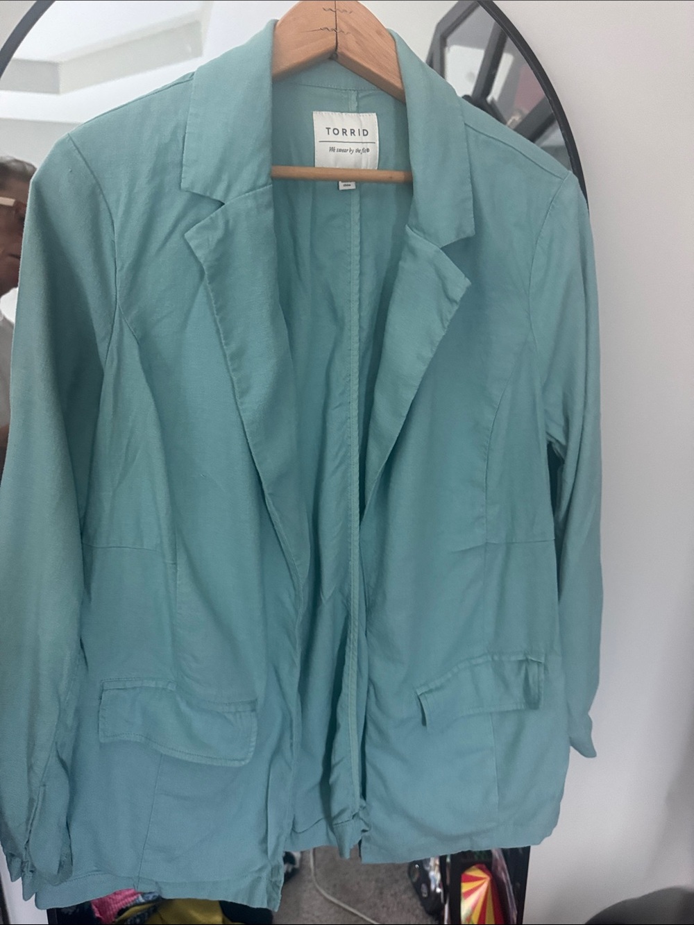 torrid mint teal open-front blazer